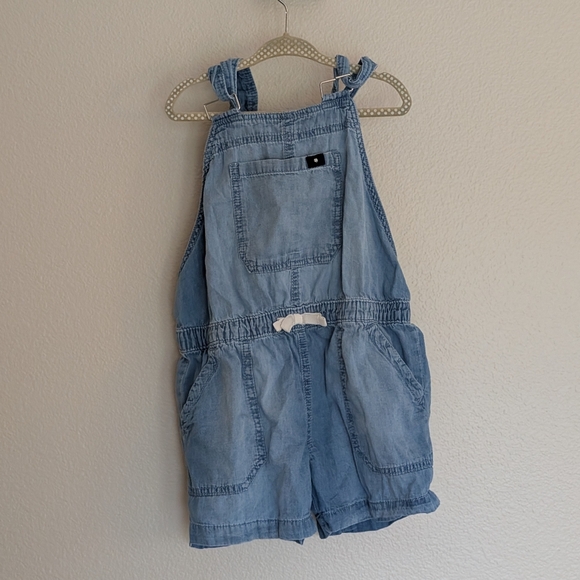 Lucky Brand Soft Denim Chambray Overalls Girls Size 7 Shorts Blue - Picture 1 of 4